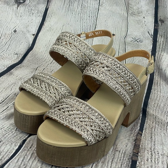 Bottes Robert Clergerie Femme - Raffia Beige - Semelle Compensée Caoutchouc - Taille UK7 - Neuf En Boîte